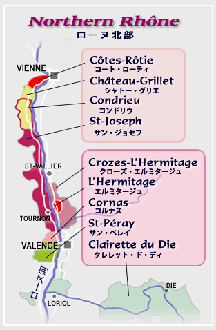 北部ローヌの地図